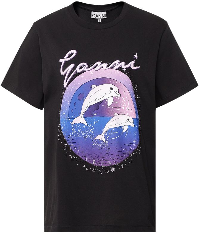 GANNI Black Relaxed Dolphin T-Shirt | Jules B