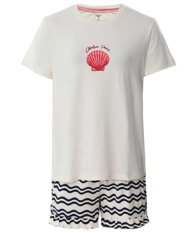 Chelsea Peers Wavy Stripe Shell Print Short Pyjamas