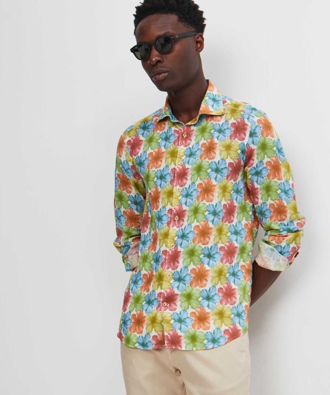 Stenstroms Slimline Linen Flower Shirt