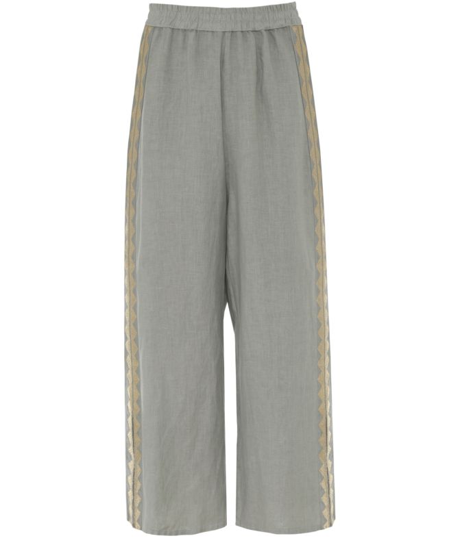 Greek Archaic Kori Feather Linen Pants