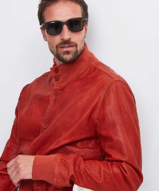 Jacob Cohen Short Leather Bomber Jacket