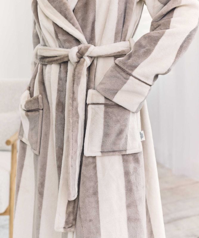 Chelsea Peers Fleece Stripe Long Dressing Gown