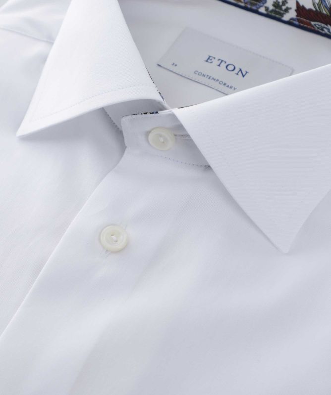 Eton Contemporary Fit Floral Trim Shirt