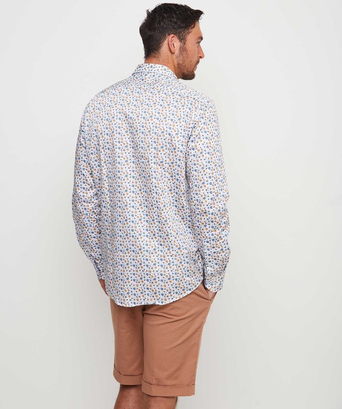 Guide London Slim Fit Sateen Printed Shirt
