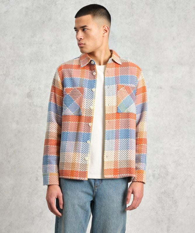 Wax London Pike Check Whiting Overshirt
