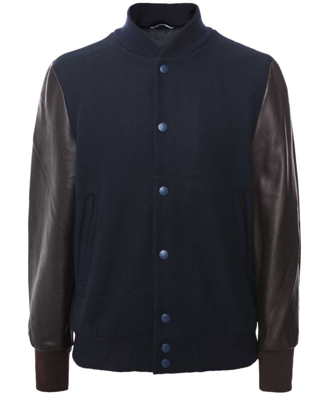 Jacob Cohen Leather Wool Bomber Jacket