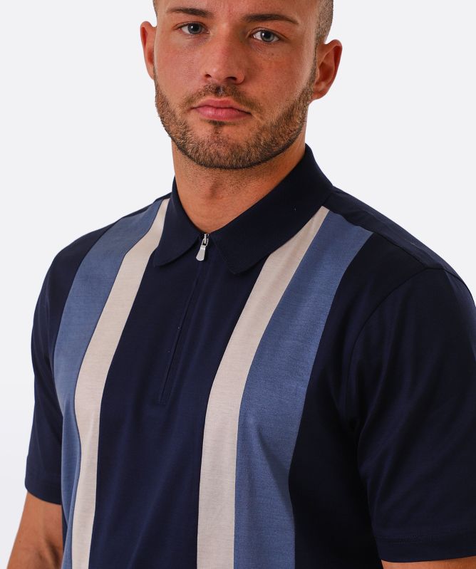 Gran Sasso Striped Zip Polo Shirt