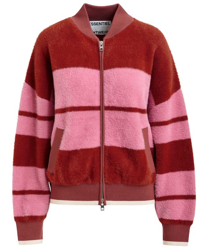 Essentiel Antwerp Jicama Striped Knitted Bomber Jacket