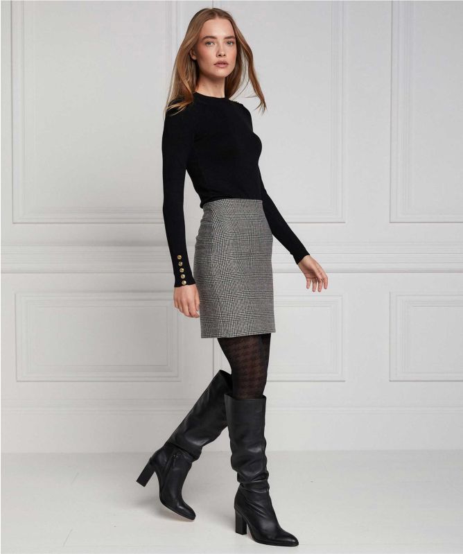 Holland Cooper Buttoned Knit Crew Neck Jumper