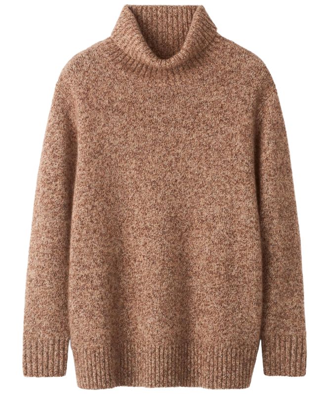 Soft Goat Marled Relaxed Fit Turtleneck Sweater