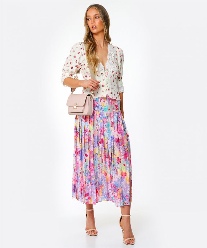 RIXO Amanda Buttercup Lace Insert Top