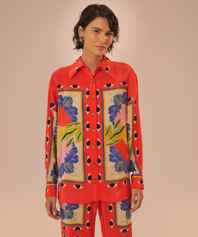 FARM Rio Sand Surreal Scarf Pyjama Shirt