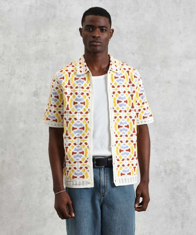 Wax London Crochet Geo Tile Dorset Shirt