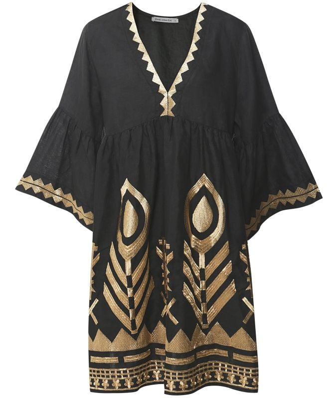 Greek Archaic Kori Linen Feather Dress