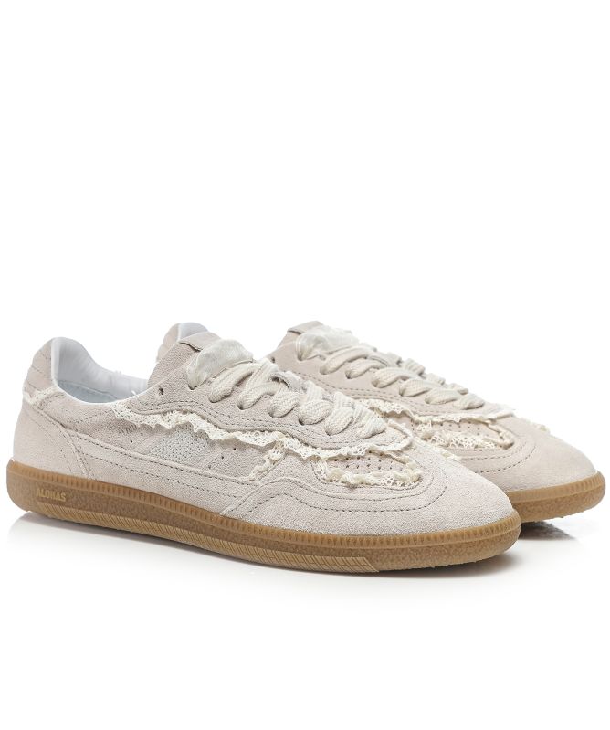 ALOHAS Crochet Cream Leather Sneakers