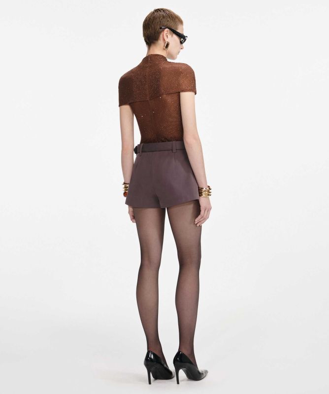 Self-Portrait Rhinestone Mesh Cut Out Top