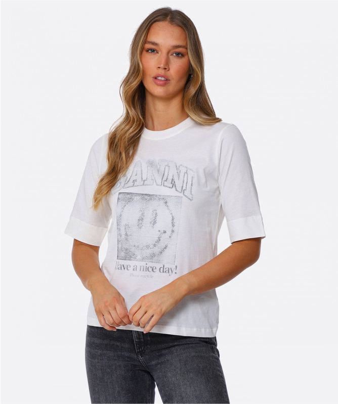 GANNI Organic Cotton Smiley Tee