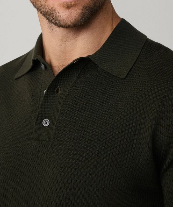 Hackett Cotton Silk Textured Polo Shirt
