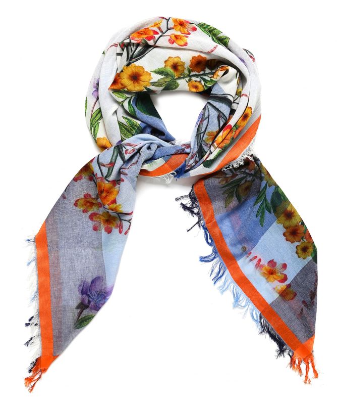 Ahujasons Floral Check Print Scarf