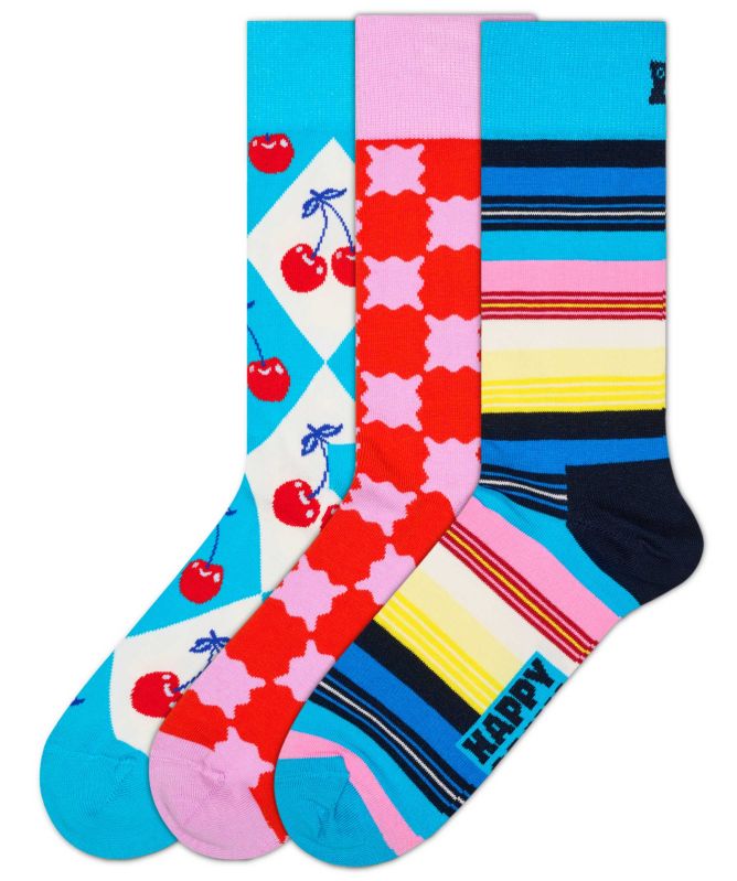 Happy Socks Checks & Stripes Socks 3 Pack