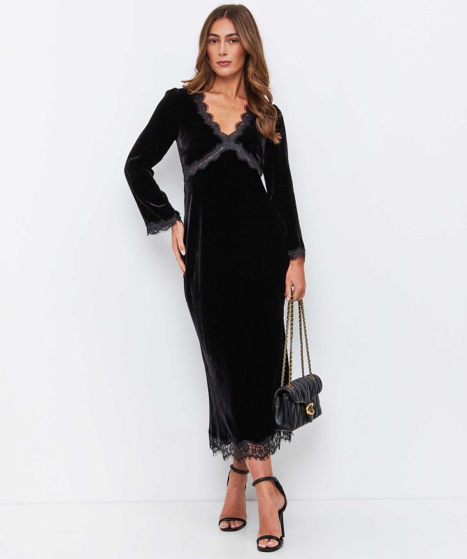 RIXO Alessi Velvet Midi Dress