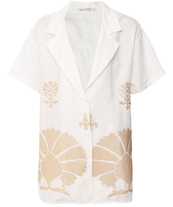 Greek Archaic Kori Linen Peacock Jacket