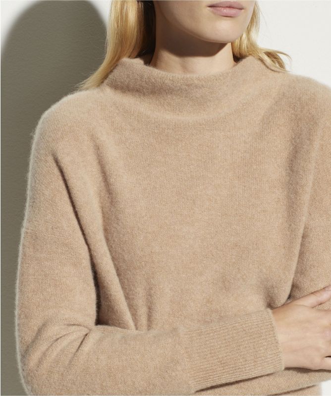 Vince Brown Boiled Cashmere Funnel Neck 