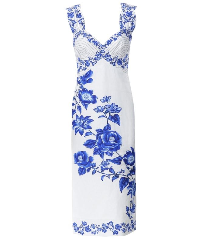 FARM Rio Floral Cascade Wavy Midi Dress