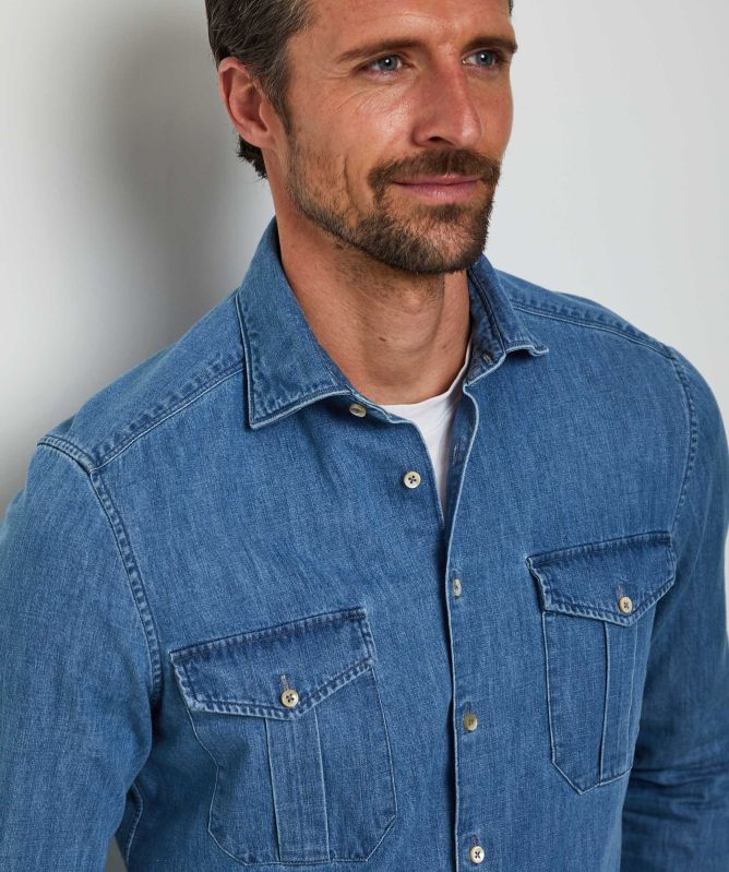 Stenstroms Slimline Denim Pocket Shirt