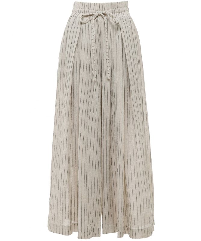NU London Pinstripe Wide Leg Linen Pants