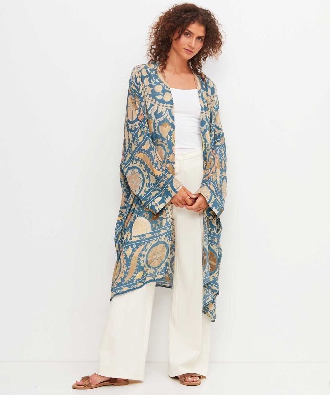 One Hundred Stars Susani Blue Grande Kimono