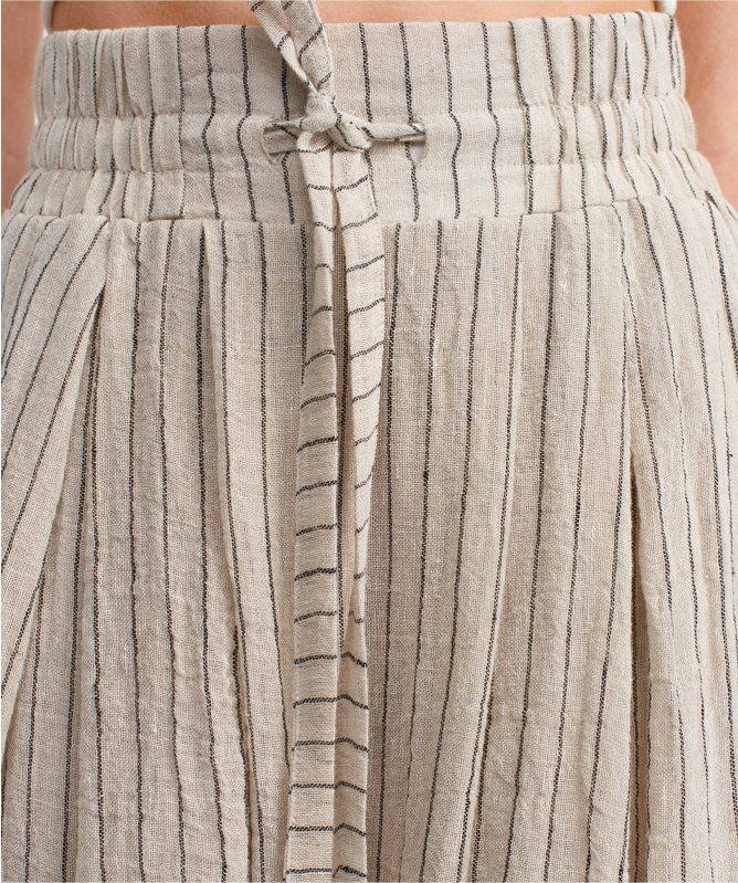 NU London Pinstripe Wide Leg Linen Pants