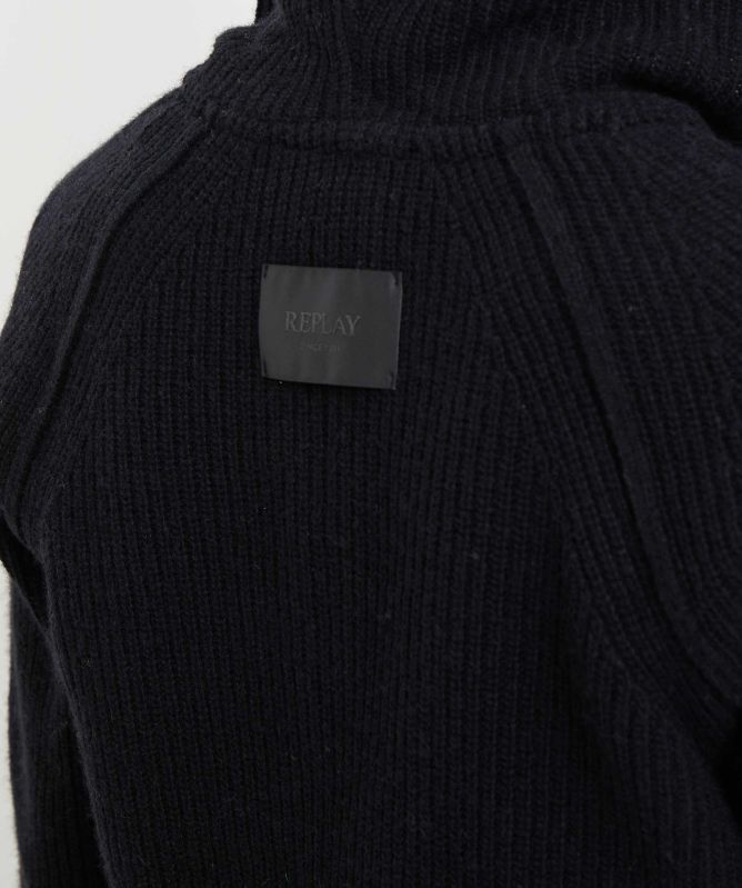 Replay Cropped Hooded Sweater With Zip