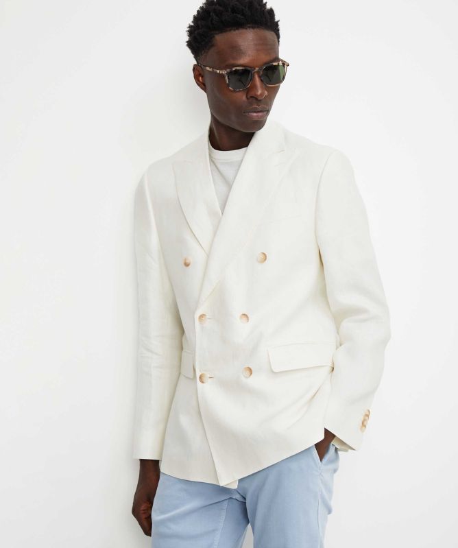 Sand Linen Herringbone Star Blazer