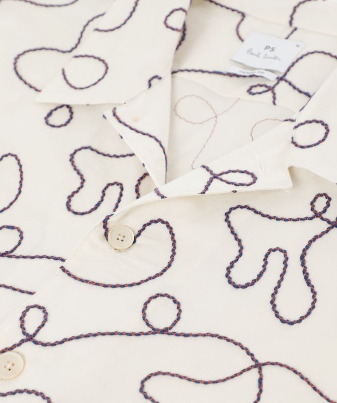 Paul Smith Scribble Embroidery Short-Sleeve Shirt
