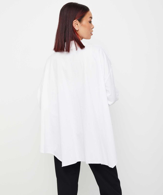 Bize Asymmetrical Contrast Stitch Shirt