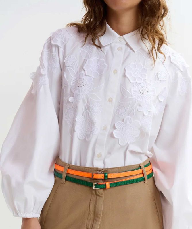 Essentiel Antwerp Joella Cotton Shirt With Appliqué Flowers