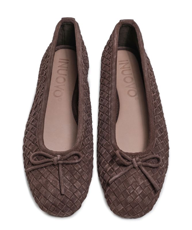INUOVO Lattice Suede Ballet Flats