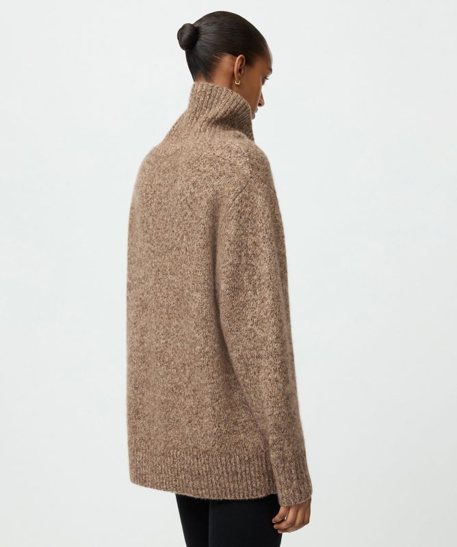 Soft Goat Marled Relaxed Fit Turtleneck Sweater