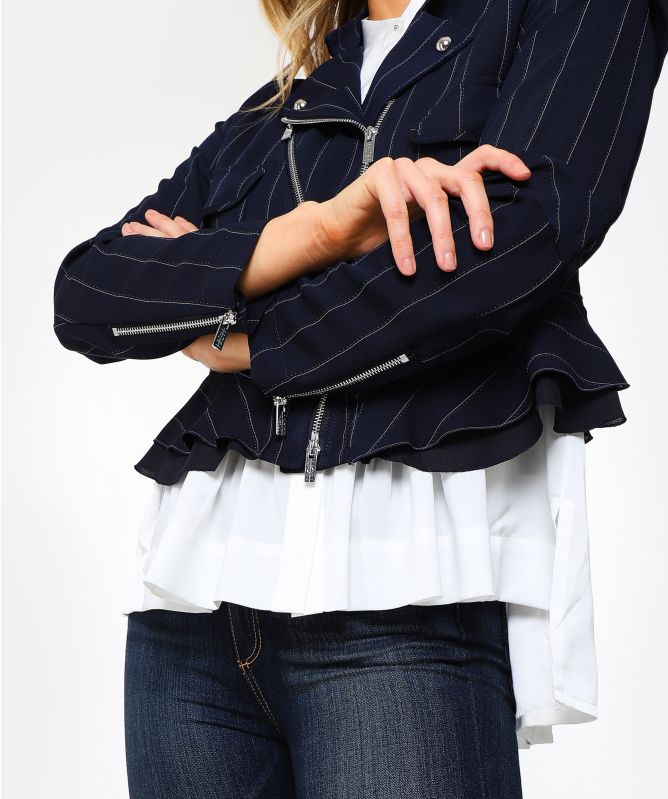 High Rowdy Pinstripe Biker Jacket