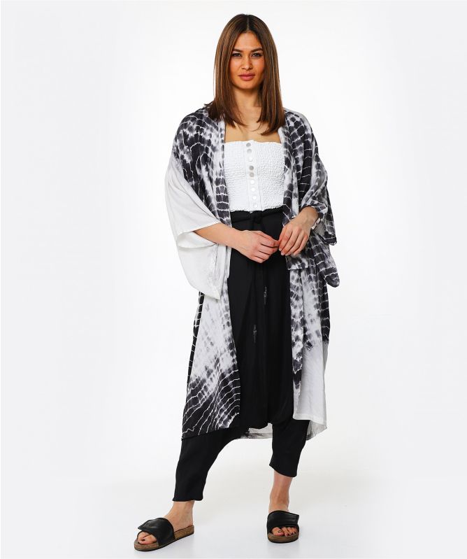 NU London Silk Tie Dye Wrap Kimono