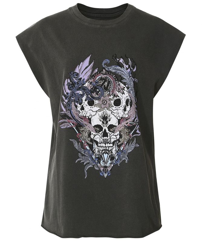 Zadig and Voltaire Weny Compo Skull Strass Tank Top