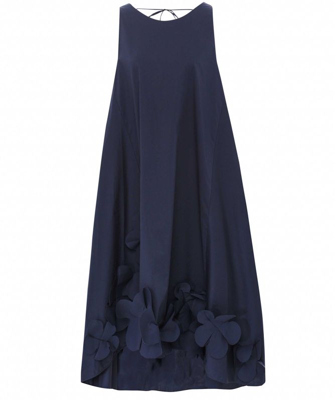 MEIMEIJ Navy Falling Petal Midi Dress