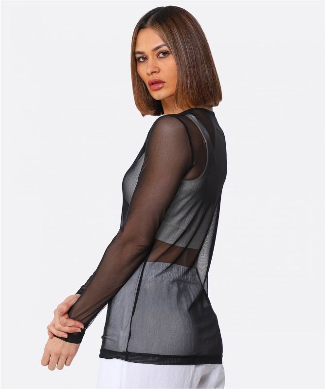 Philomena Christ Long Sleeve Mesh Top