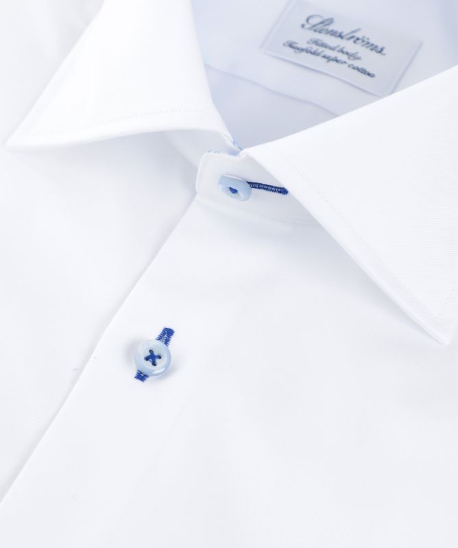 Stenstroms Fitted Body Contrast Trim Shirt