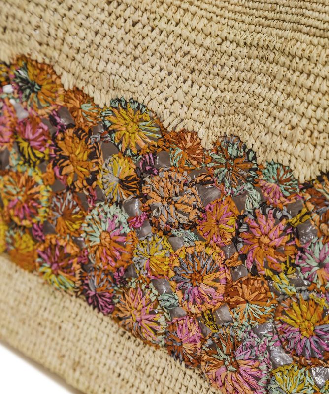 Rabarany Floral Crochet Raffia Bag