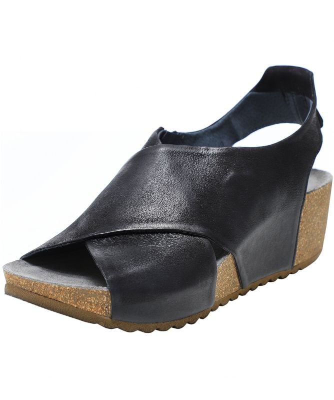 Lofina Leather Slingback Wedge Sandals