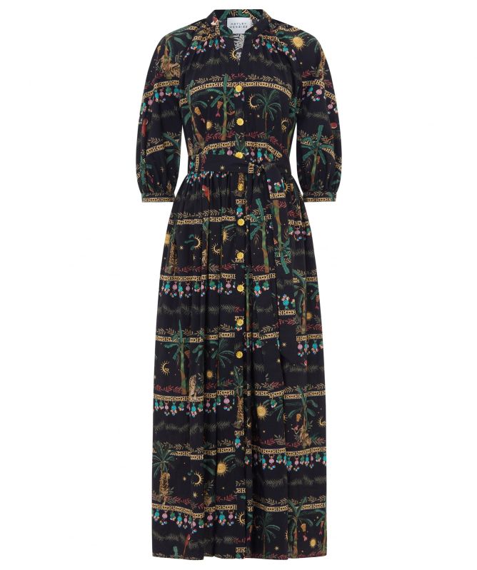 Hayley Menzies Midnight Safari Organic Cotton Midi Shirt Dress