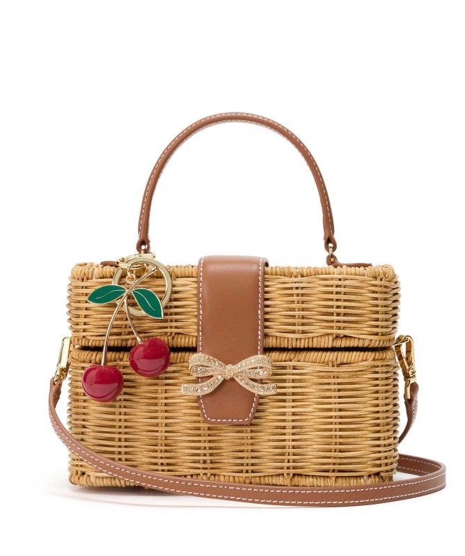 Self-Portrait Rattan Cherry Charm Mini Bag