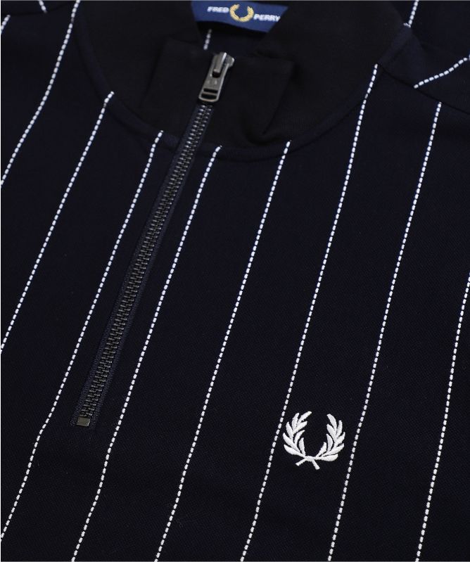 Fred Perry Striped Funnel Neck Polo Shirt